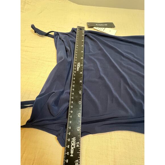 NWT Bebe Cowl Midi Dress Navy Slit Lim Fit Dress Size XS Style Number 702917 - Picture 9 of 11